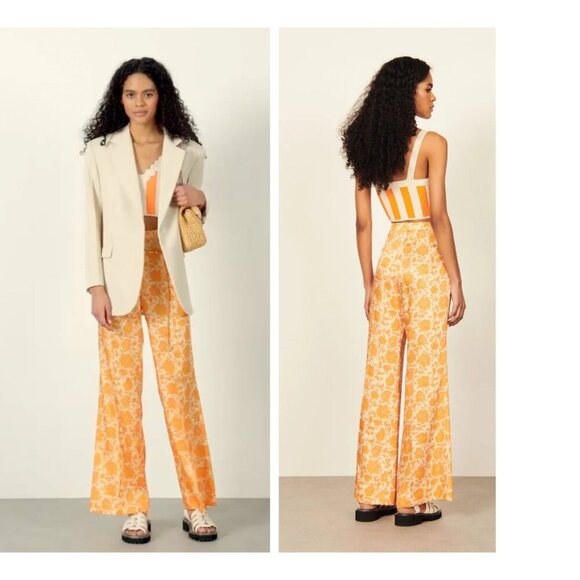 Sandro | Trapani Floral Trousers In Orange - Picture 3 of 13